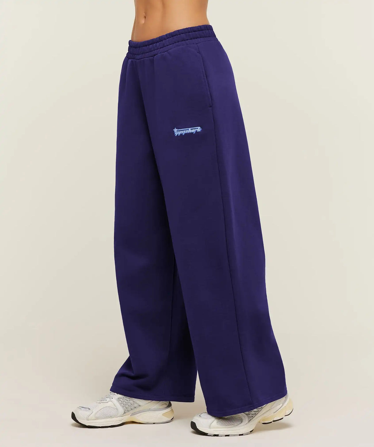 Script Embroidery Wide Leg Pants