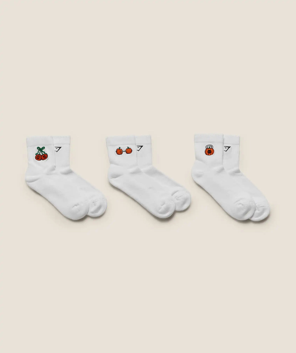Pumpkin Graphic Scalloped Sock 3pk