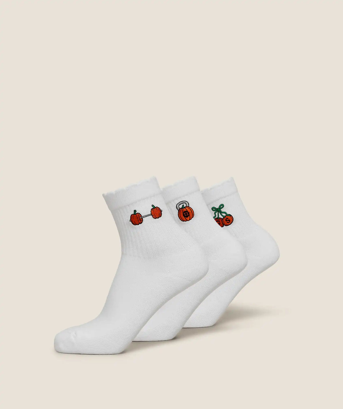 Pumpkin Graphic Scalloped Sock 3pk